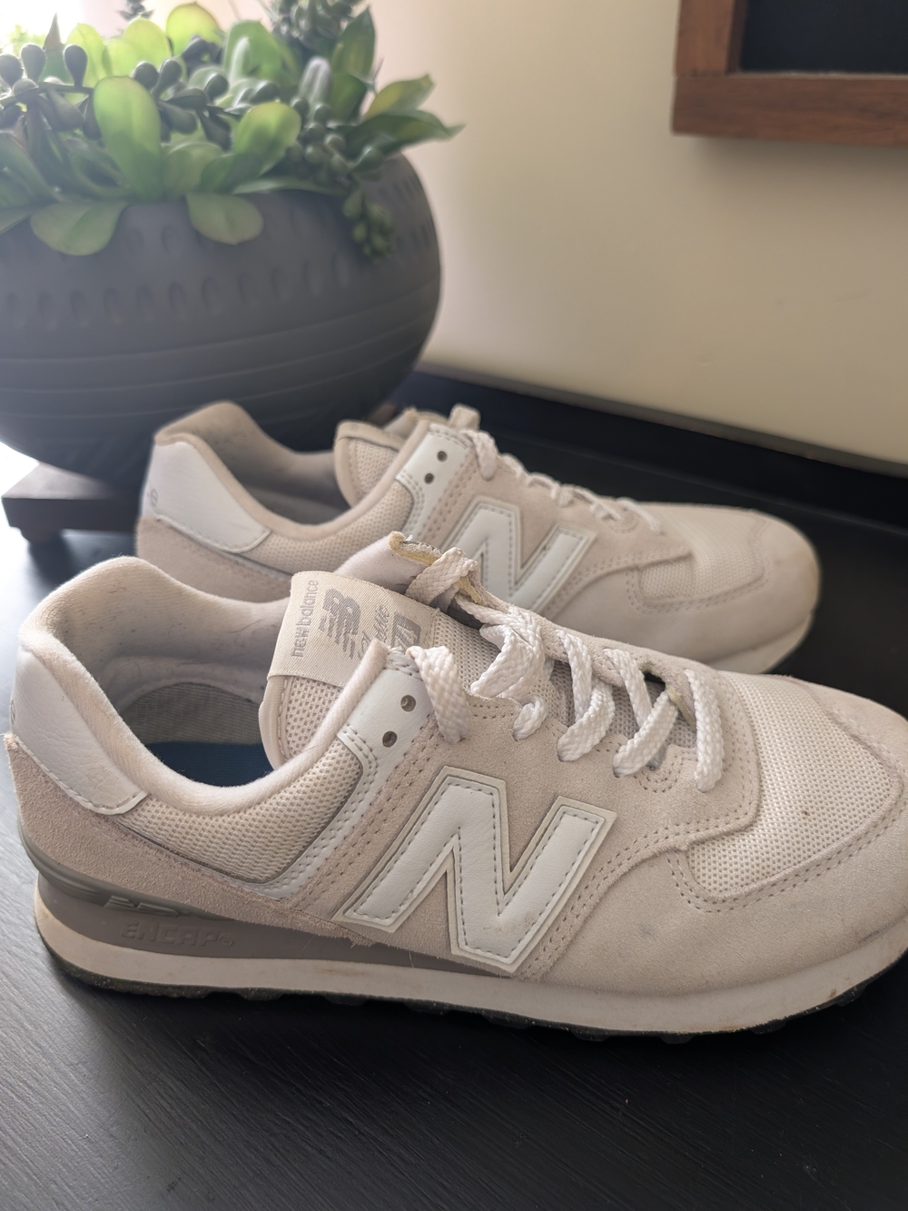 New Balance Women's Light Beige/Tan Classic Sneakers, Size 8